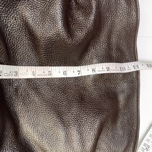 Vintage Italian Dark Brown Pebbled Leather Shoulder Bag Tote Bag - Picture 13 of 14
